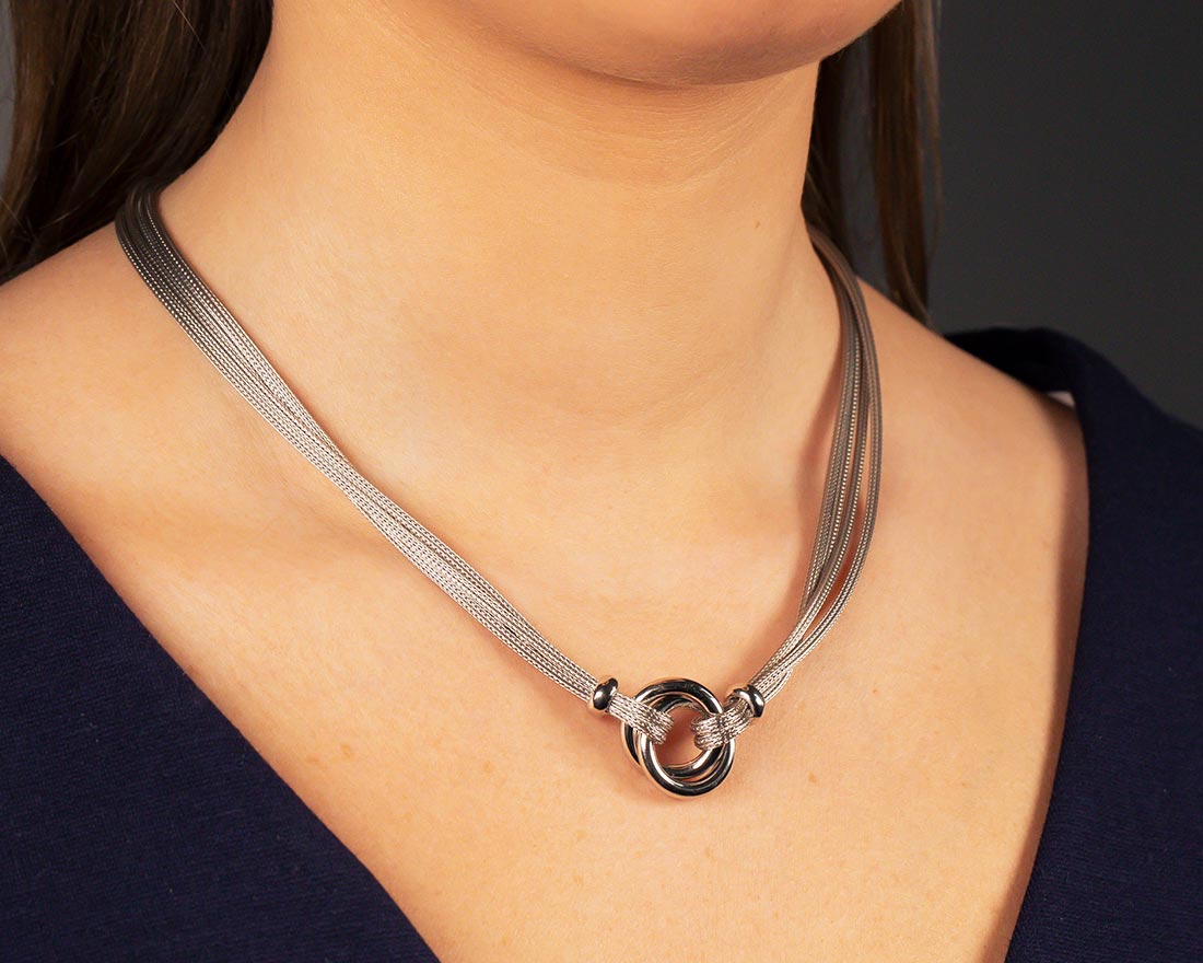 Silver Double Circle Necklace