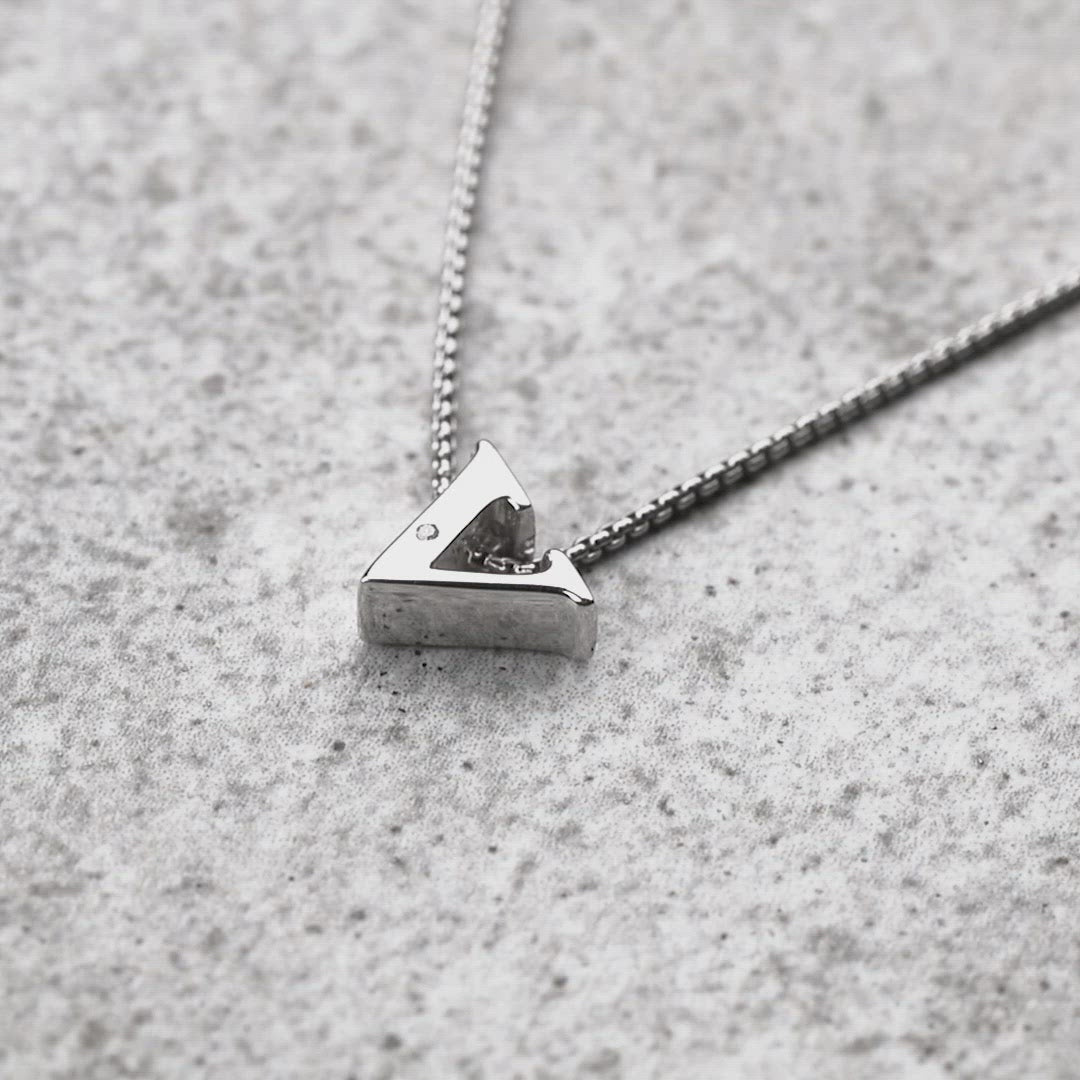 Letter V Silver Diamond Pendant