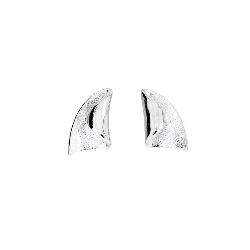 Silver Folded Leaf Studs
