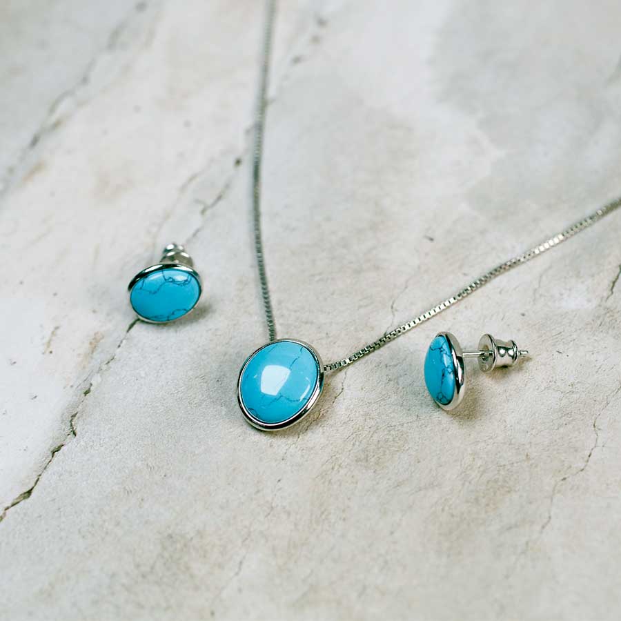 Silver & Turquoise Oval Pendant