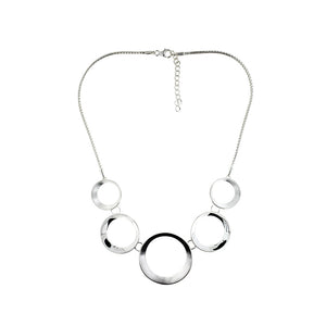 Silver Satin Circles Necklace