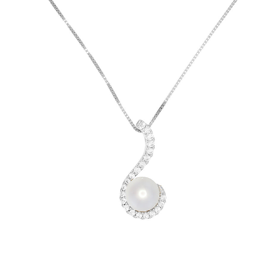 Pavé Curl Pearl Pendant