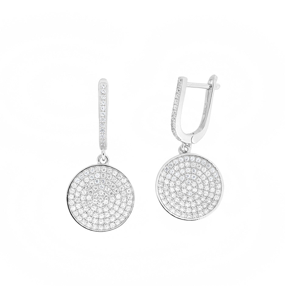 Domed Pavé Earring with Hinged Drop