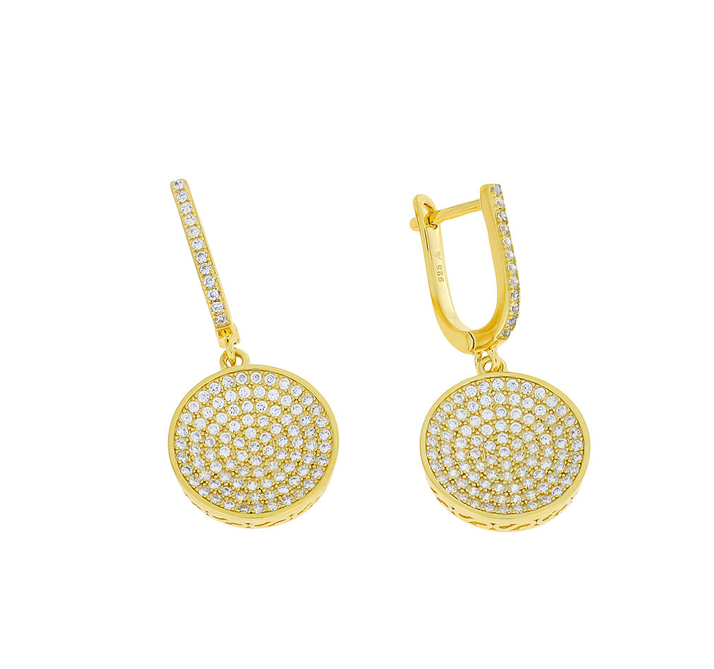 Domed Pavé Earring with Hinged Drop