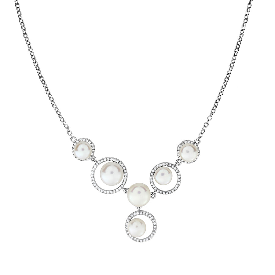Silver Circles Pavé Necklace