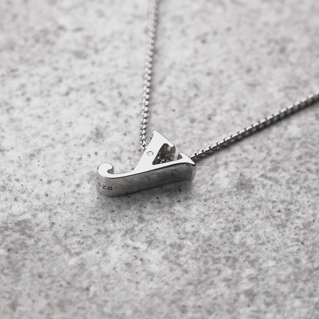 Letter Y Silver Diamond Pendant