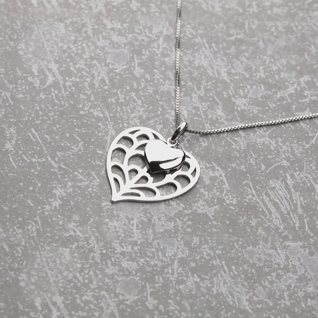 Silver Heart of Yorkshire Simple Double Heart Pendant