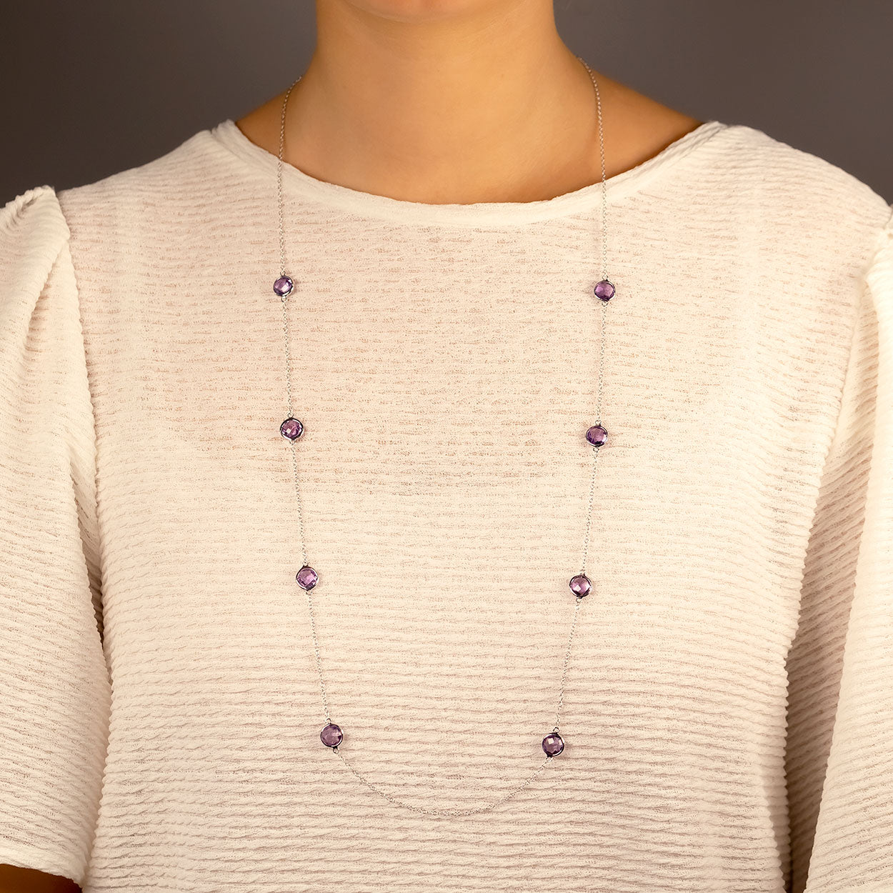 Silver & Amethyst Long Necklace