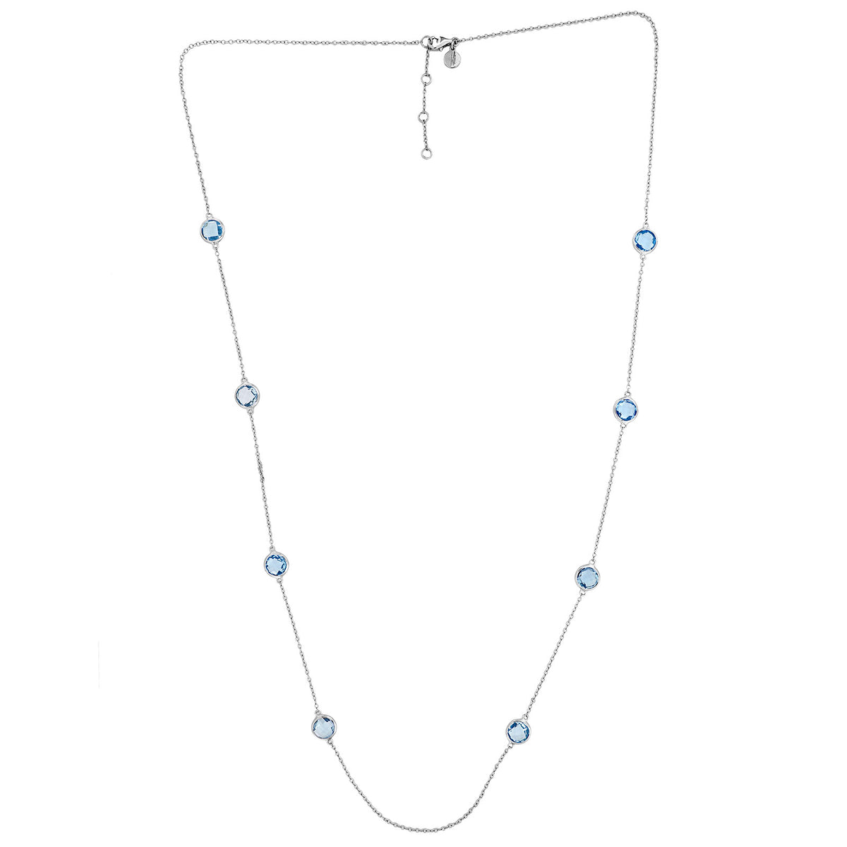 Silver &amp; Blue Topaz Long Necklace