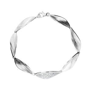 Silver & Pavé Leaves Bracelet