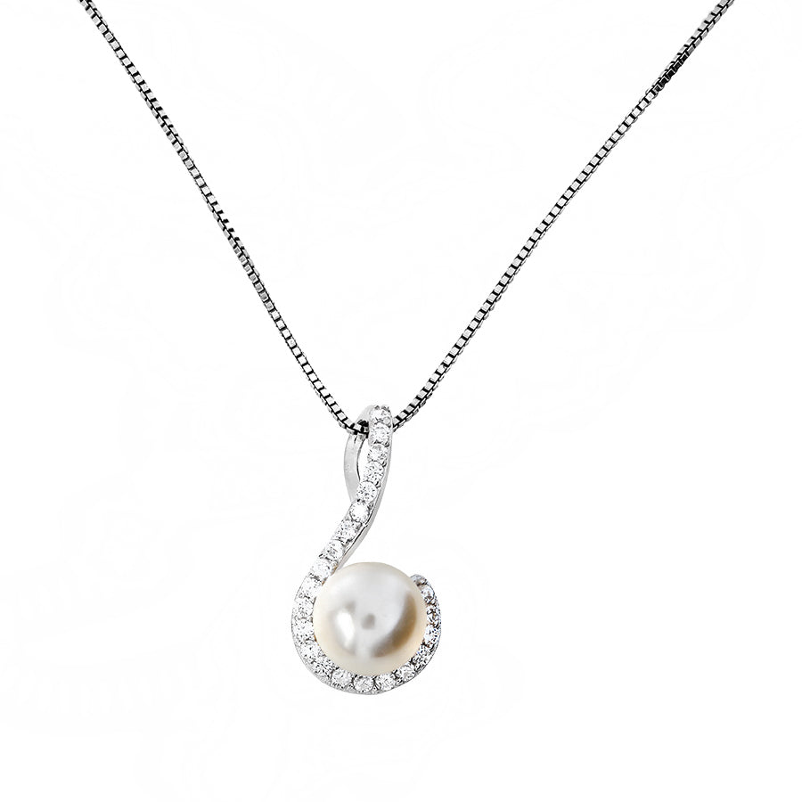 Pearl Pavé Curl Pendant