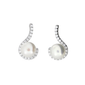 Pearl Pavé Curl Earrings
