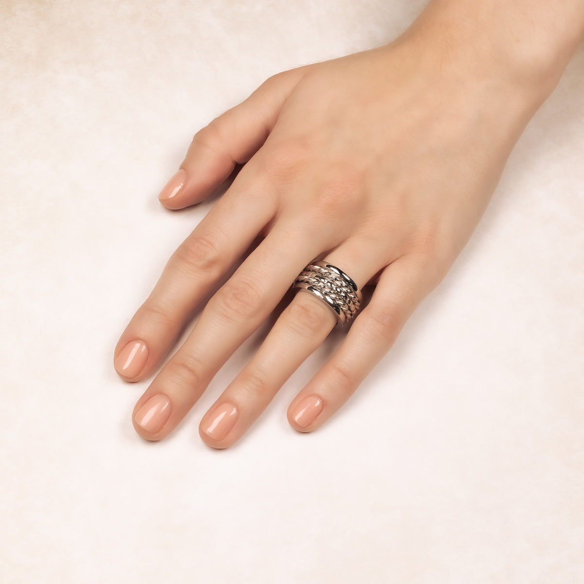 Silver Ropes Spinning Ring