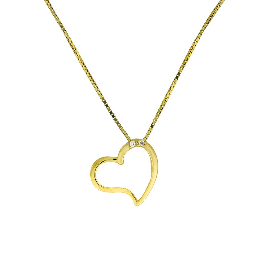 9 Carat Gold & Diamond Open Heart Pendant