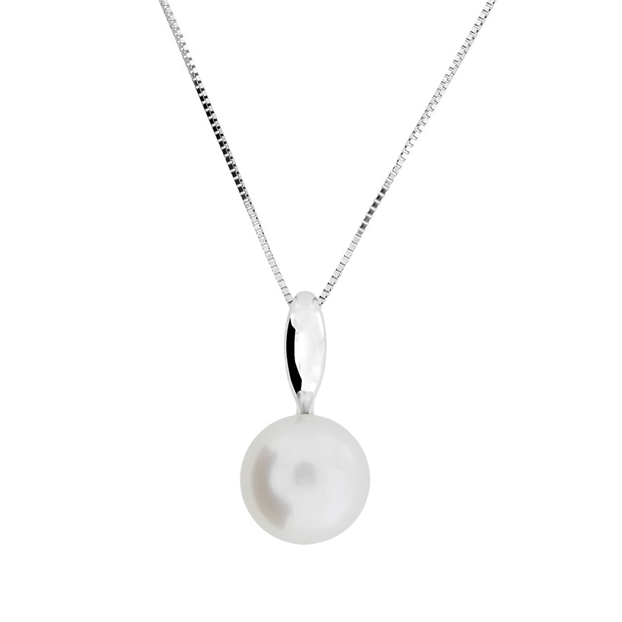 9 Carat White Gold & Freshwater Pearl Drop Pendant