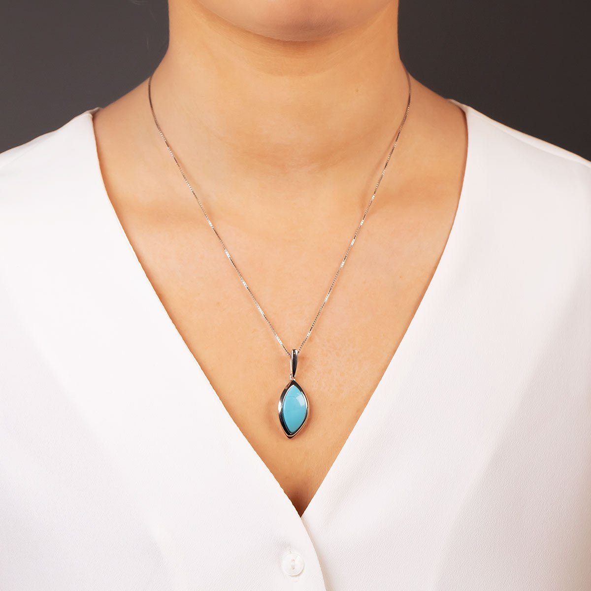 Silver & Turquoise Marquise Pendant