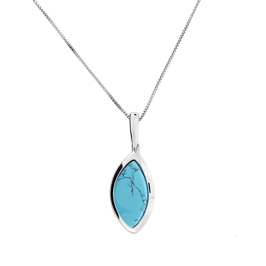 Silver & Turquoise Marquise Pendant