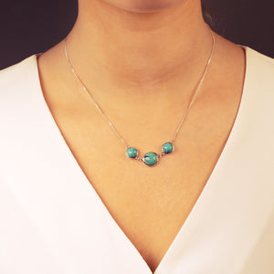 Silver & Turquoise 3 Stone Necklace