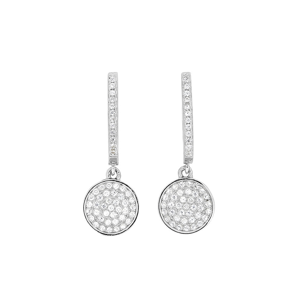 Domed Pavé Earring with Hinged Drop (Small)