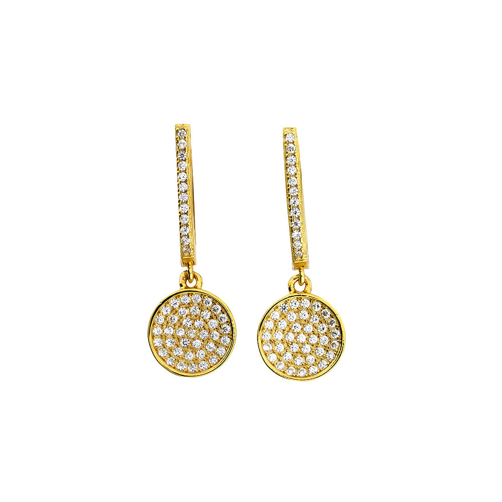 Domed Pavé Earring with Hinged Drop (Small)