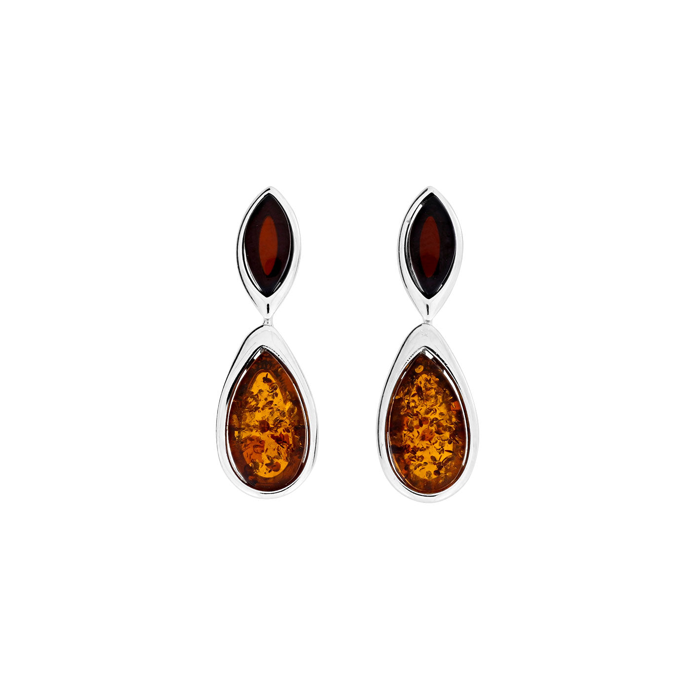 Two Colour Amber Drop Earrings