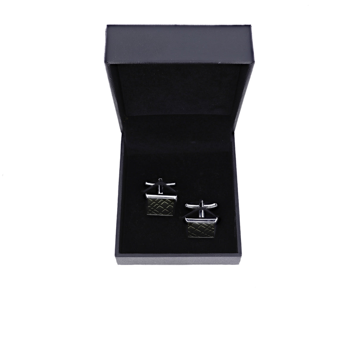 Enamel Crosshatch Cufflinks - Antique Bronze