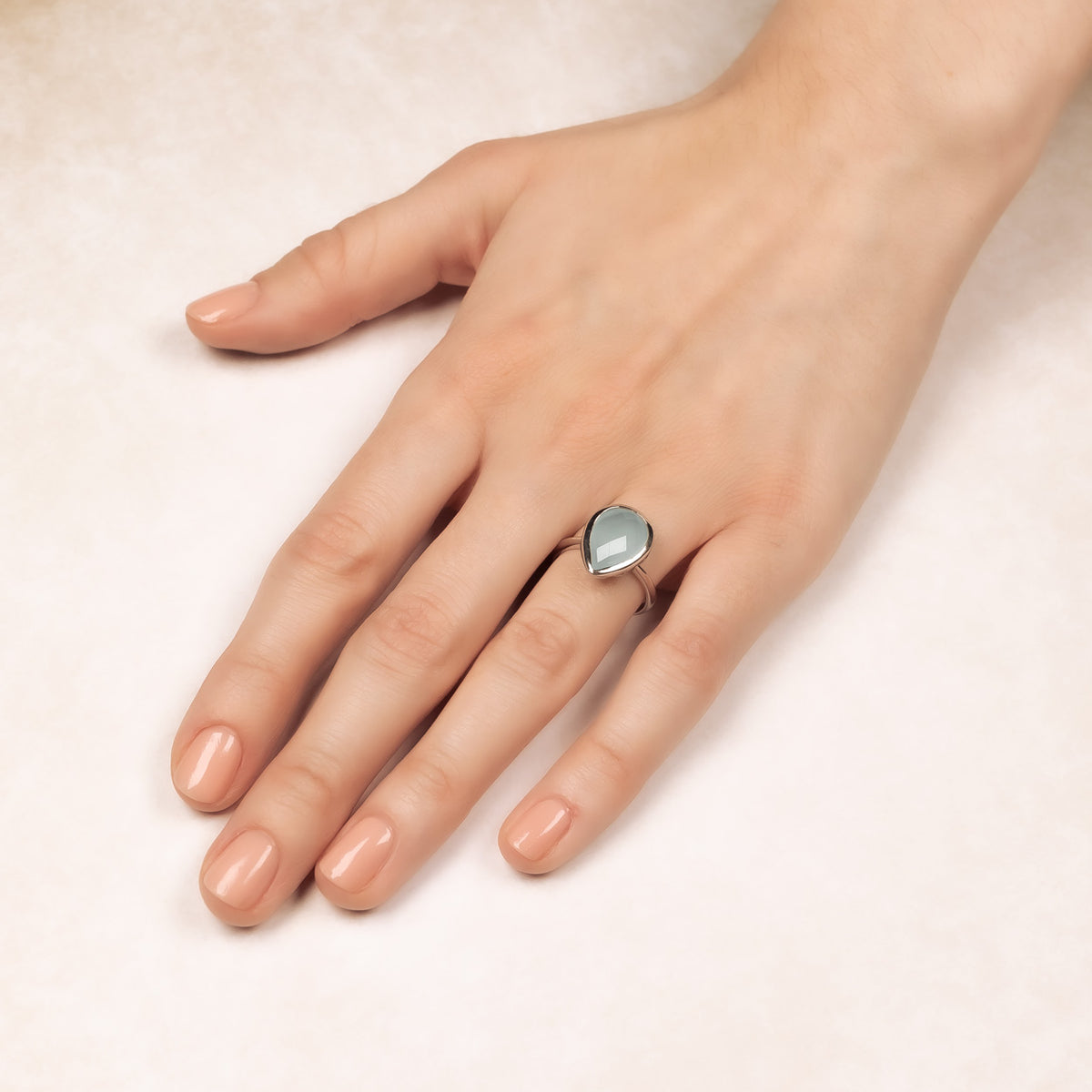 Aqua Chalcedony Cocktail Ring