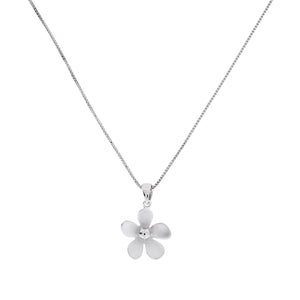 Frosted Silver Flower Pendant