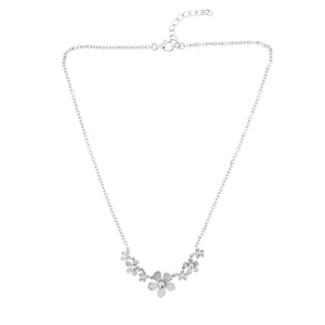 Frosted Silver Seven Flower Necklace