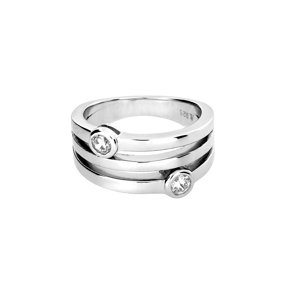 Silver Triple Strand Cubic Zirconia Ring