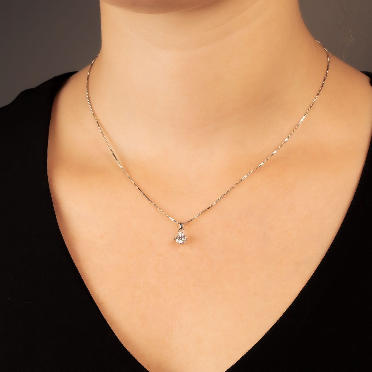 Medium Brilliant Cut Cubic Zirconia Pendant with a Claw Setting