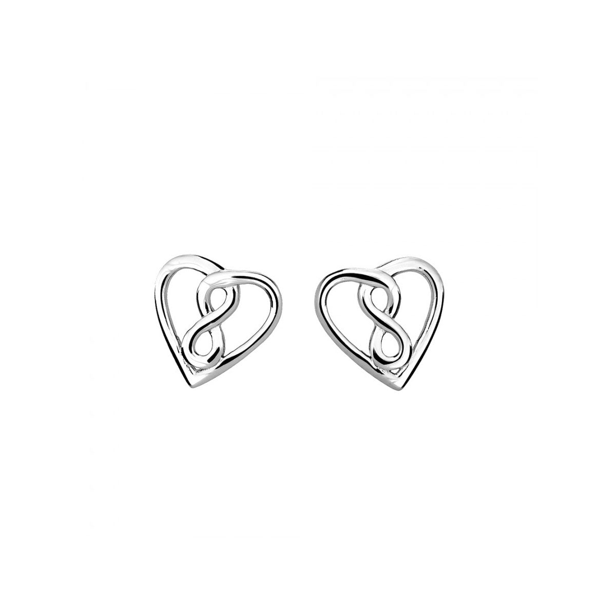 Silver Heart Infinity Stud Earrings
