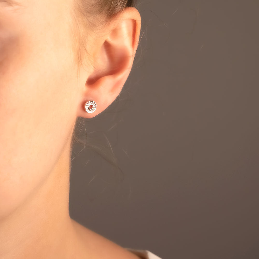 Pavé Open Circle Studs