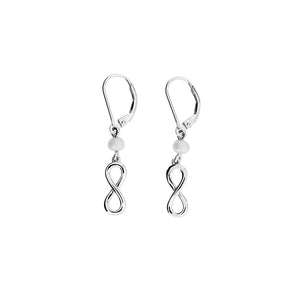 Silver & Pearl Infinity Drop Earrings