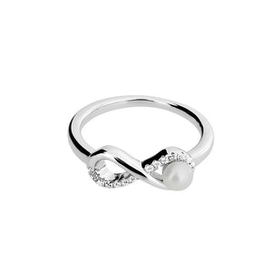 Silver & Pearl Pavé Infinity Ring