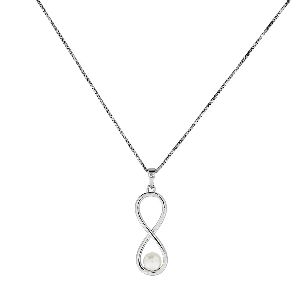Silver &amp; Pearl Infinity Pendant