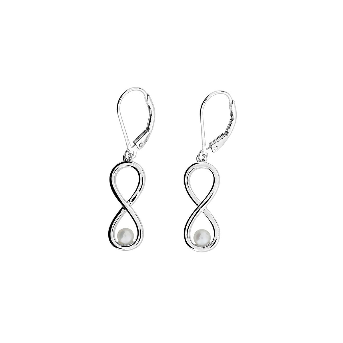 Silver &amp; Pearl Infinity Earrings