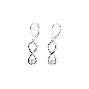 Silver & Pearl Infinity Earrings