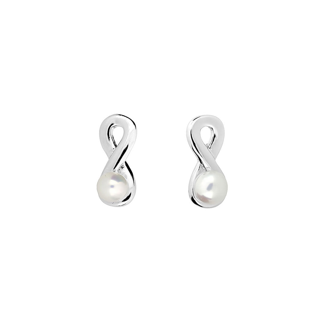 Silver &amp; Pearl Infinity Studs