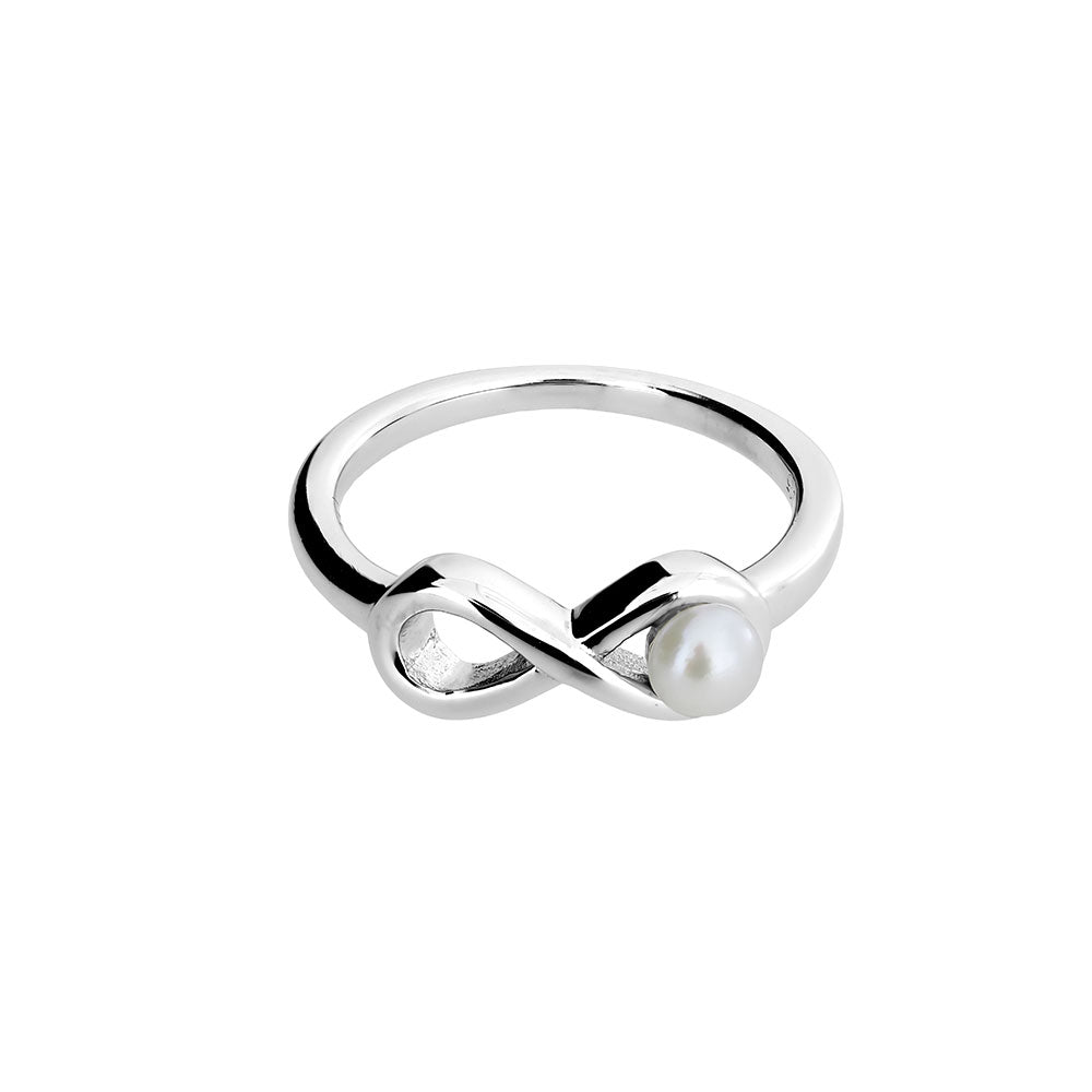 Silver & Pearl Infinity Ring