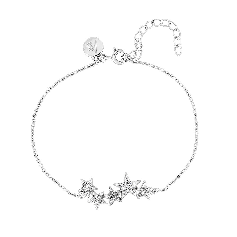 Silver &amp; Pavé Star Cluster Bracelet
