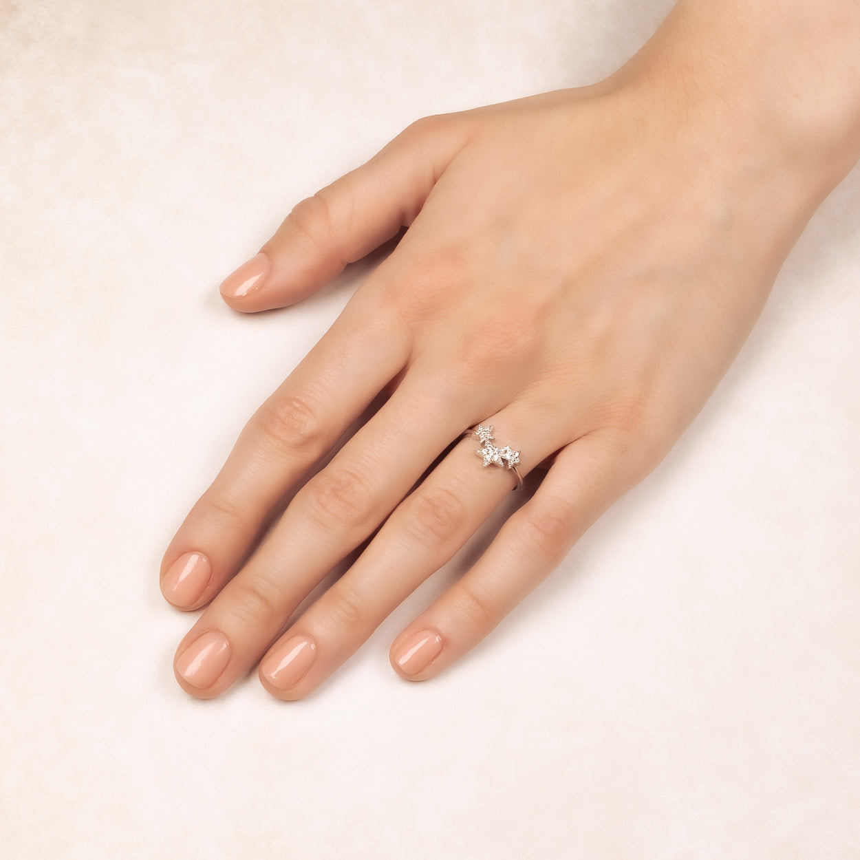 Silver Triple Star Cluster Ring