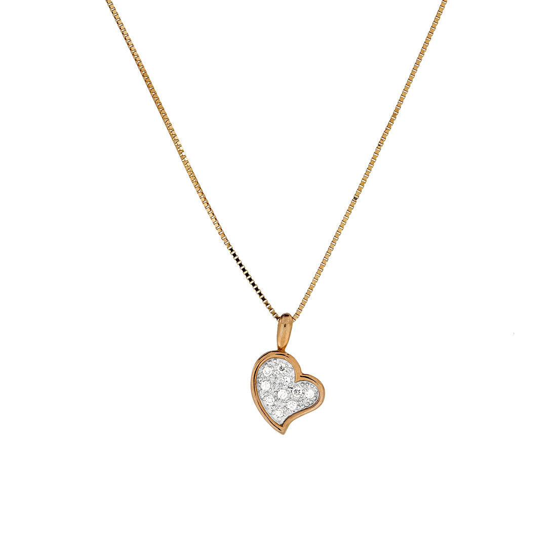 9 Carat Rose Gold &amp; Diamond Heart Pendant