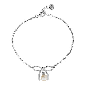 Pearl & Bow Silver Bracelet
