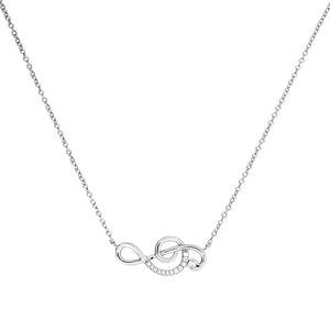Silver & Pavé Treble Clef Necklace