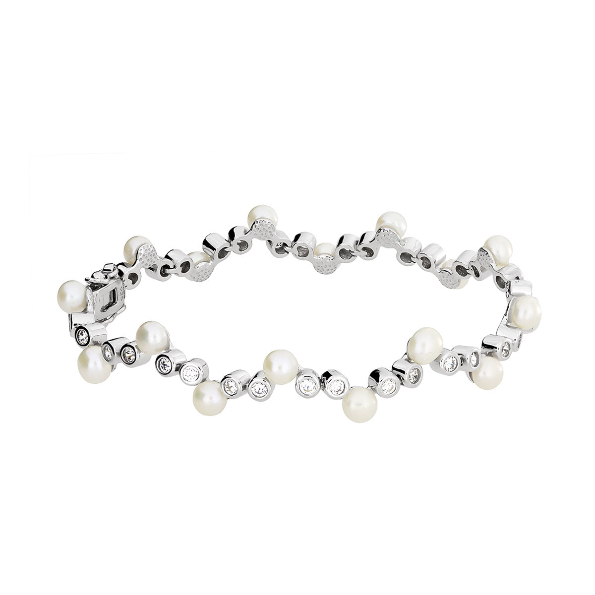 Silver and Pearl Cluster Bracelet