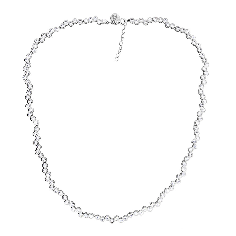 Silver &amp; Cubic Zirconia Eternity Linked Necklace