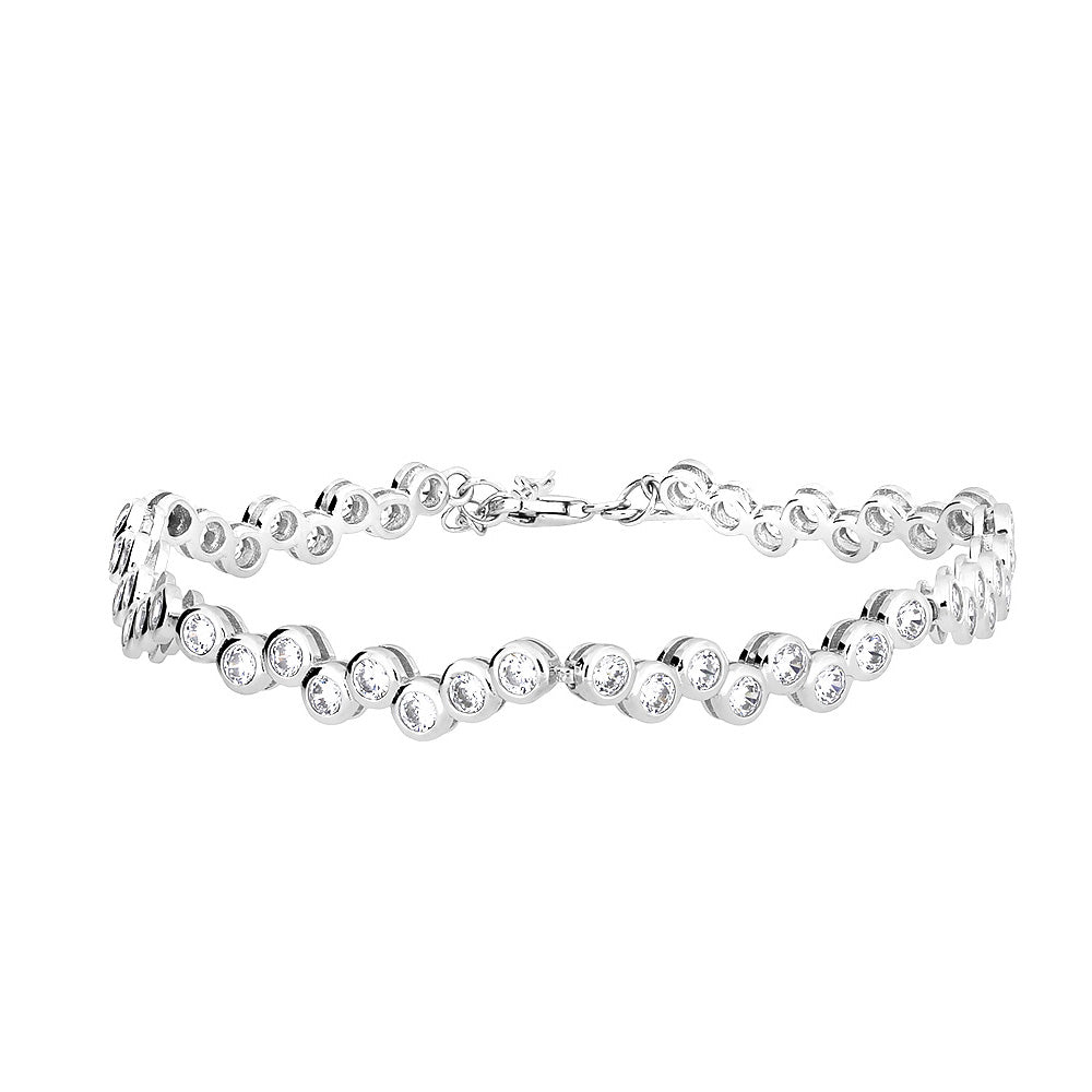 Silver &amp; Cubic Zirconia Eternity Linked Bracelet
