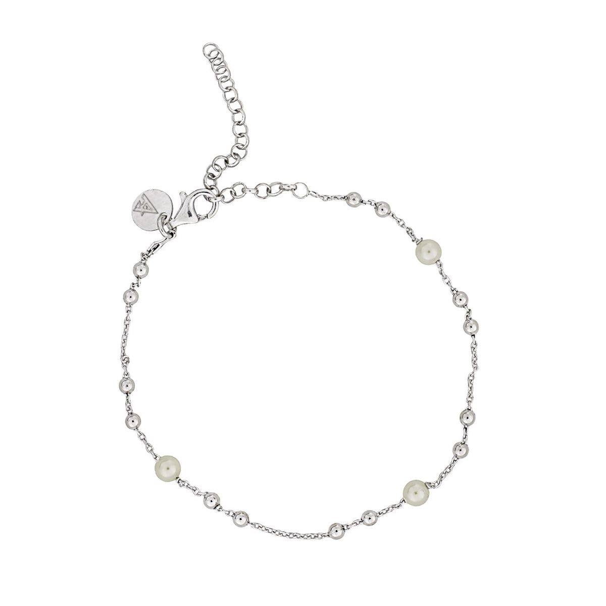 Silver Freshwater Pearl &amp; Bead Bracelet