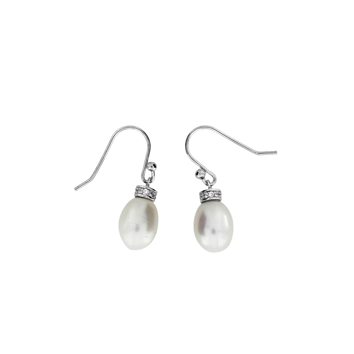 Freshwater Pearl Drops with Pavé Halos